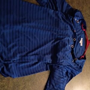 Blue Striped Top with Grommet Detail